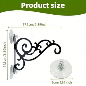Black Metal Flower Basket Hanger Wall Hook Outdoor Garden Floral Stand Decorative <b>Hanging</b> <b>Bracket</b> - Product Image 1