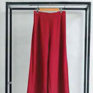 Pantalones Casuales de Invierno para Mujer, de Color Sólido, Cintura Alta Elástica, Corte Recto y Ancho, 100% Poliéster - Product Image 6