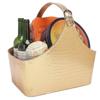 Panier à fruits en cuir rouge, style chinois, surdimensionné, portable, idéal pour la mi-automne et le Nouvel An