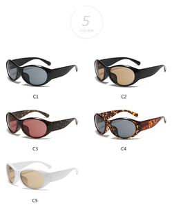 STY17035H Lunettes de soleil unisexes rétro années <span class=keywords><strong>90</strong></span>, monture ovale effet écaille, protection UV400, style enveloppant, pour la conduite - Product Image 6