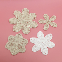 Patch brodé en coton blanc imitation crochet fleur 15cm à coudre pour vêtements et sacs DIY