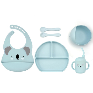 Vajilla de silicona para niños de grado alimenticio, vajilla de comedor para niños, plato de alimentación, cuenco de silicona, cuchara y tenedor, juegos de bebé - Product Image 3