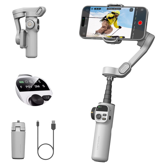 AOCHUAN Smart X2 Built-in Extension Pole LED Display Smartphone 3 Axis Gimbal Stabilizer for Phone