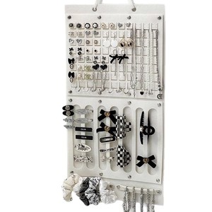 Wall Mounted Jewelry Organizer Storage Bag With <b>Hooks</b> For Hair <b>Clips</b> Glasses And Accessories Punch Free Non Woven Fabric - Product Image 5
