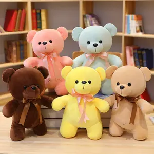 2023新款低最小起订量准备发货可爱不同颜色超软站立泰迪熊毛绒玩具带领带礼品