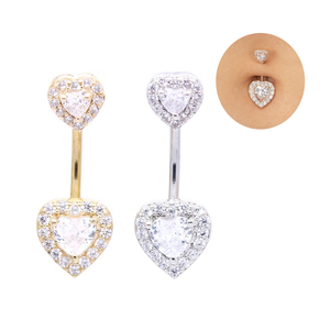 CZ coeur nombril anneau 14G nombril Piercing barre acier chirurgical Piercing ventre Piercing bijoux vente chaude bijoux de corps - Product Image 2