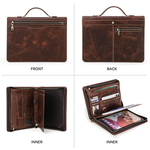 Da dây kéo padfolio kinh doanh đa túi da thư mục Organizer trường hợp 11 "<span class=keywords><strong>iPad</strong></span> Tablet tay áo cho airtag khe cắm Bìa cf2034r - Product Image 2