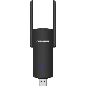 PC için COMFAST CF-924 AC V2 kablosuz USB Wifi adaptörü güç amplifikatörü 1300 Mbps çift bantlı Mini ağ kartı