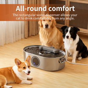 Fuente de agua de acero inoxidable de 13L para casas multimascotas Fuente de agua recargable para perros y gatos con patrón sólido - Product Image 3