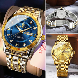 Reloj OLEVS 5513 para Hombre, Reloj de Cuarzo Original Dorado de Moda, Reloj de Pulsera Luminoso de Acero Inoxidable Resistente al Agua con Fecha, Semana y Números Romanos - Product Image 4