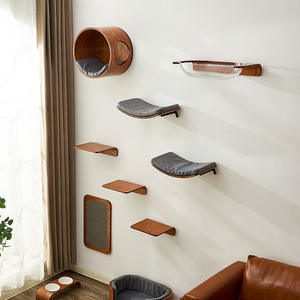 Menara pohon kucing Modern ramah lingkungan kayu kolom terpasang di dinding Kondominium tanpa Area sarang mainan hewan peliharaan semua ruang tamu - Product Image 3