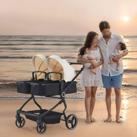 SUNNUO Vente Flash Poussette double 2-en-1 pour bébés, position assise et allongée, super légère et portable, avec pare-pluie