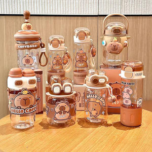 Nouvelle tasse à eau en verre Capibala Cartoon, design élégant, unisexe, portable, pratique, avec paille, double ouverture, grande capacité, mug de voyage - Product Image 3