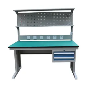 Línea de montaje de fábrica portátil, mesa de operaciones, mesa de embalaje, mesa de trabajo, banco de trabajo Antiestático de Metal con cajones