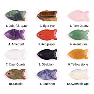 Materiales de Joyería al por Mayor: Colgante de Pez Pequeño de 22mm en Cristal Natural Morado, Rosa, Blanco, Ágata, Ojo de Tigre y Jade Dushan - Product Image 3