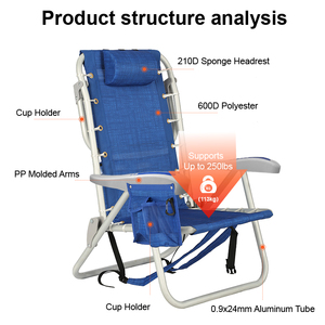 Silla de Playa Plegable Ligera y Portátil Kejie con Nevera Aislada, Bolsa de Almacenamiento Grande y Marco Metálico para Uso en Exteriores - Product Image 6