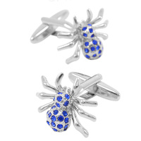 Boutons de manchette fantaisie en cristal bleu en gros, personnalisés pour homme, accessoire de mode pour chemise de costume, bijoux tendance pour mariage et smoking, cadeau