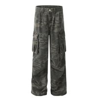 Dernier design de jeans baggy camouflage pour hommes Jeans cargo multi-poches d'extérieur Jeans empilés à la mode pour hommes Pantalons de camouflage