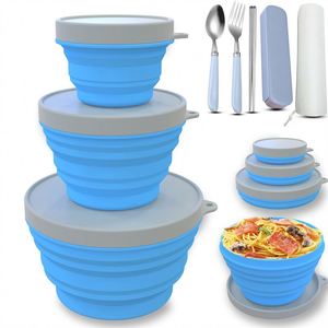 Juego de Recipientes de Cocina Personalizados, Tazón Plegable de Silicona Reutilizable con Tapa, Lonchera Escolar Plegable para Niños - Product Image 3