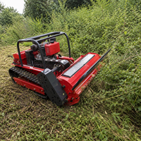 Tondeuse à fléaux télécommandée diesel 800 mm avec portée de 200 m et chenilles pour l'entretien des champs agricoles et la coupe de l'herbe haute