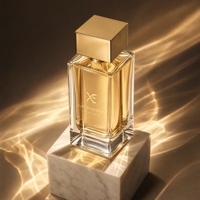 Flacon de parfum carré noir de marque privée avec couvercle en bois noir, flacons vaporisateurs vides de luxe à fond épais 100 ml