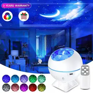 Aurora Veilleuse pour Bébé Enfants Adultes, LED Aurora Projecteur Lampes De Nuit avec Télécommande, Étoiles de Lune Lumiè Projecteur