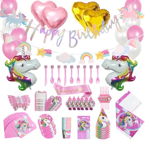 Palmy original design unicorn party Cake Topper Balloon Banner Garland Jungle Safari Party birthday Decoration Sets