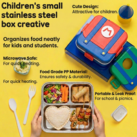 Boîte à lunch en acier inoxydable pour enfants, boîte bento avec fourchette et cuillère, anti-fuite, pour les repas scolaires, pour étudiants, OEM ODM personnalisé