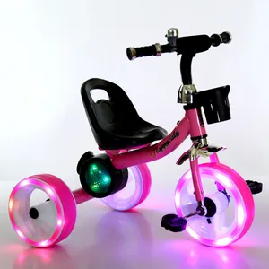 Mini tricycle à 3 roues rose pour bébé, tricycle à poussée pour filles et enfants, vente en gros, tricycle de 2 à 6 ans, mini vélos bon marché pour bébé