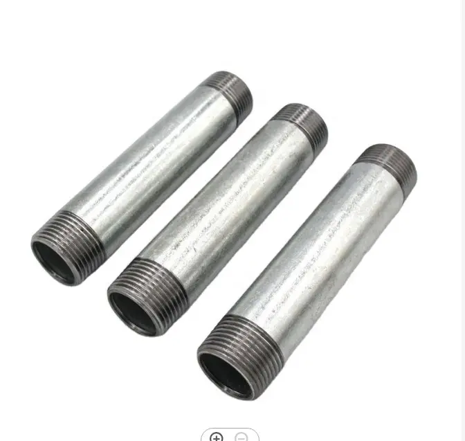 Doble tubería roscada macho Sch20 de fábrica, niples de acero al carbono hembra cuadrados, accesorios de tubería GI galvanizados en frío y eléctrico NPT