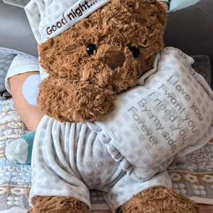 ตุ๊กตาหมีเท็ดดี้ลายตารางน่ารัก ชุดนอนผ้าพลัฌ - Product Image 4