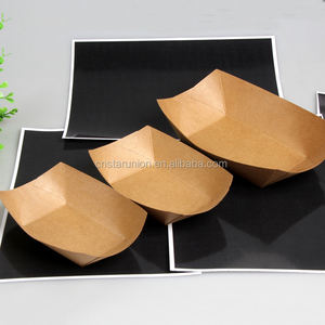 生态工艺纸热狗箱船形菜鸡肉快餐上菜托盘牛皮盒防滑食盘纸甜点托盘 - Product Image 5
