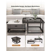 Table basse moderne de luxe légère et portable avec structure en bois et plateau en verre pour petit appartement, salon, mobilier de maison