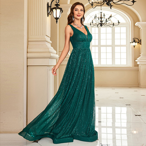 IMPEREA 2024 Vestido de Noche <span class=keywords><strong>Formal</strong></span> Verde sin Mangas con Cuello en V para <span class=keywords><strong>Mujer</strong></span>, Lujoso, de Satén, con Lazo, para Boda, Fiesta, Graduación, Cóctel, Largo hasta el Suelo - Product Image 4