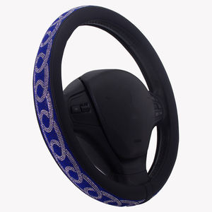 Housse de volant en cristal avec design circulaire, antidérapante, douce, universelle, décoration de voiture - Product Image 1