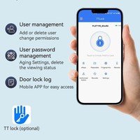 Serrure de porte intelligente noire mate avec empreinte digitale, contrôle à distance via l'application Tuya, stockage cloud, Wi-Fi/ pour portes en bois et en aluminium