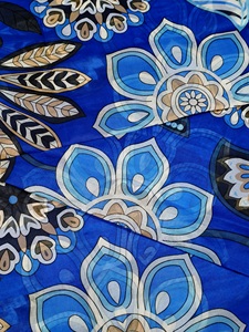 Wholesale 100% Polyester Pongee Fabric Blue Background with Unique <strong>Geometric</strong>-Floral <strong>Patterns</strong> From Source Factory - Product Image 4