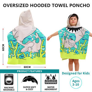 Offre spéciale à durée limitée Serviette <span class=keywords><strong>de</strong></span> bain à capuche transfrontalière pour enfants <span class=keywords><strong>Cape</strong></span> à séchage rapide en microfibre absorbante Cartoon Print Beach - Product Image 3