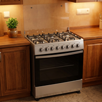 Cuisinière à gaz avec four, 5 brûleurs, cuisinière autonome pour la cuisine à domicile, restaurant, pâtisserie, appareil de cuisson
