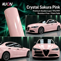 Film de protection de voiture KUCAI Crystal Sakura Pink TPU de haute qualité 7,5 mil, film vinyle brillant coloré PPF, film de protection de voiture TPU auto-réparant