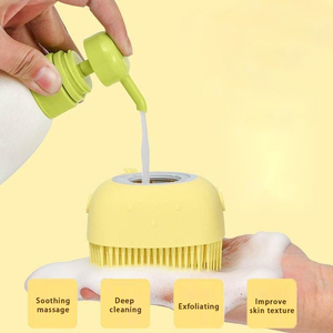 New <b>Hair</b> Cute Portable Travel Silicone Super Soft Brsitles Scalp Massager Yellow Shampoo <b>Brush</b> Plastic <b>Toddler</b> Cleansing <b>Brush</b> - Product Image 2