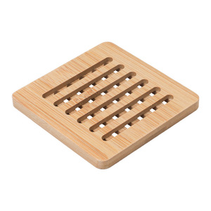 Posavasos Cuadrado de Bambú, Aislante del Calor, Duradero, Color Natural, para Tazas de Café, Uso Doméstico - Product Image 5
