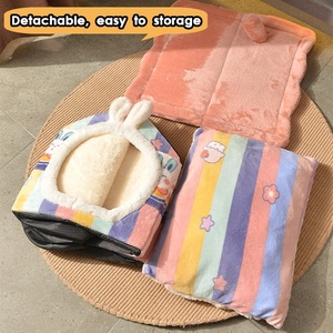 Nido plegable de lujo para mascotas, caseta de perro y gato, cueva, cama extraíble, lavable, acolchada, cálida, interior, para invierno - Product Image 2