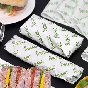 Papier d'emballage alimentaire écologique enduit imprimé sur mesure, résistant à la graisse, de qualité alimentaire, pour sandwich, burger, dessert, pain, recyclable, ciré - Product Image 1