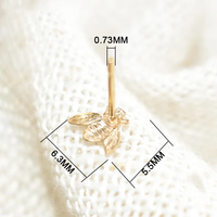 Boucles d'oreilles minimalistes en or 14 carats, petites boucles d'oreilles en forme d'abeille, boucles d'oreilles à clous délicates avec anneau pour la fabrication de bijoux permanents