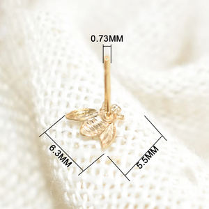 Pendientes Minimalistas de Abejita Pequeña en Oro de 14K, Pendientes Pequeños de Abeja con Anillo para la Creación de Joyería Permanente - Product Image 4