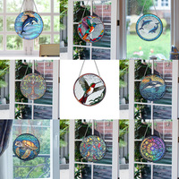 Hot 3mm Épais Teinté Texture Verre Sun Catcher Acrylique Animal Motif Mur Cintre Coloré Impression Art Déco Design Cristal Décor