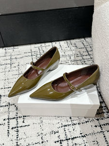 Zapatos de mujer con <span class=keywords><strong>puntas</strong></span> de cuero puntiagudas y charol que mejoran el temperamento Zapatos Mary Jane Zapatos de cuero poco profundos - Product Image 2