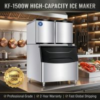 Machine à glaçons commerciale contrôlée par PLC, compresseur, pompe à eau, 220V, 3200W, refroidissement par eau, double bac à glaçons, rendement élevé 400kg