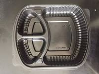 Récipient à 3 compartiments micro-ondable 9x8, base noire en PP, récipient à repas en plastique à emporter pour boîte à bento